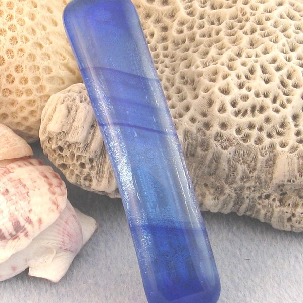 Royal Blue fused glass barrette medium size ships free