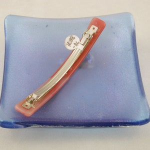 Coral or Orange barrette fused glass barrette Ponytail genuine French barrette 3-4 barrette 3322-3871 image 8