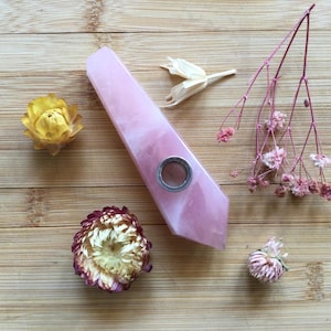 pink quartz pipe. Crystal pipe. Gemstone pipe. Love Quartz pipe. Pink quartz