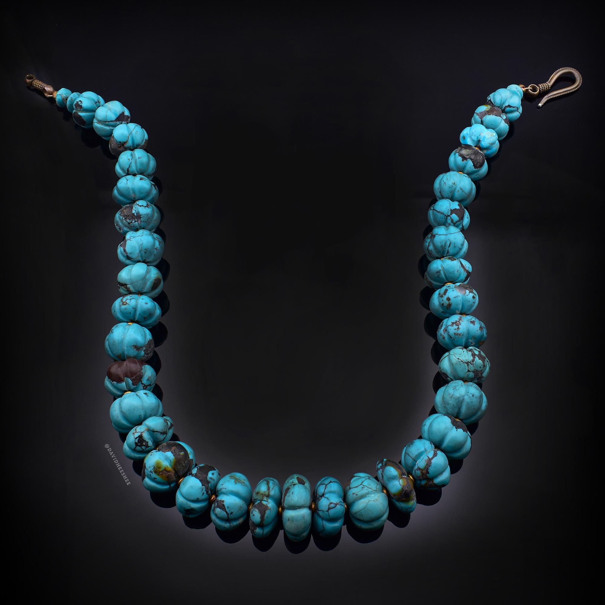 DAVIDHEESHEE Vintage Native American Turquoise Hand-carved