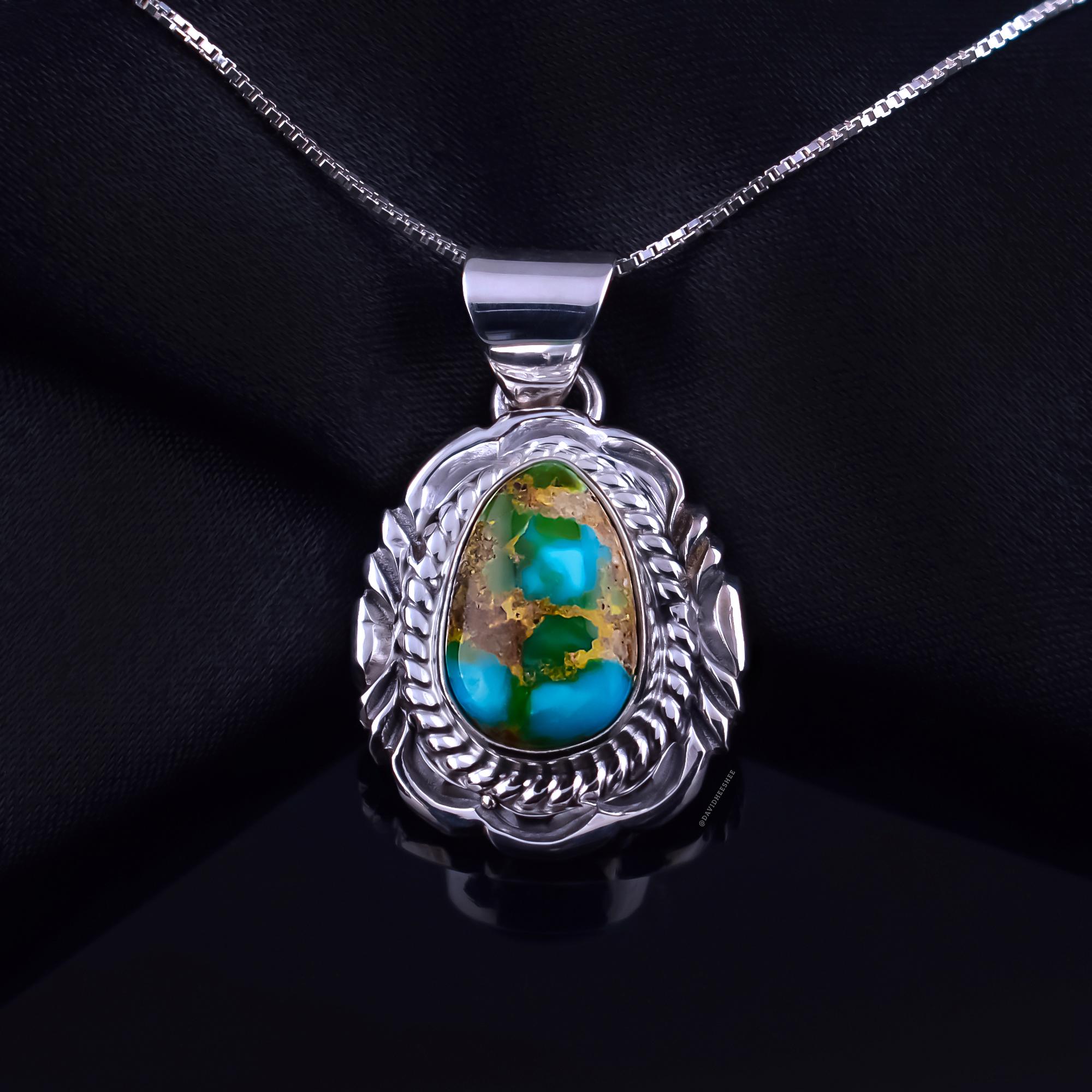 DAVIDHEESHEE Native American Navajo Turquoise Sterling Silver