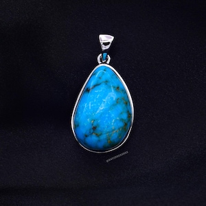 DAVIDHEESHEE Hedendaagse minimalistische stijl turquoise sterlingzilveren handgemaakte hangerketting |  Turquoise sieraden van Blue Ridge