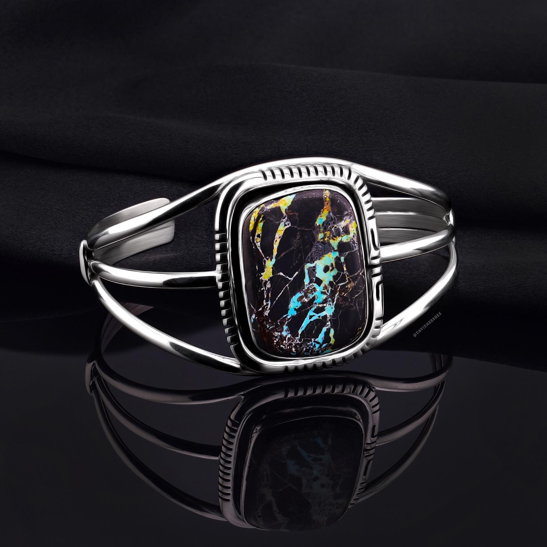 DAVIDHEESHEE Native American Navajo Turquoise Sterling Silver