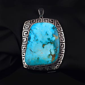 DAVIDHEESHEE Sculpturale ambachtelijke sterlingzilveren handgemaakte turkoois hanger ketting | Turquoise sieraden van Blue Ridge