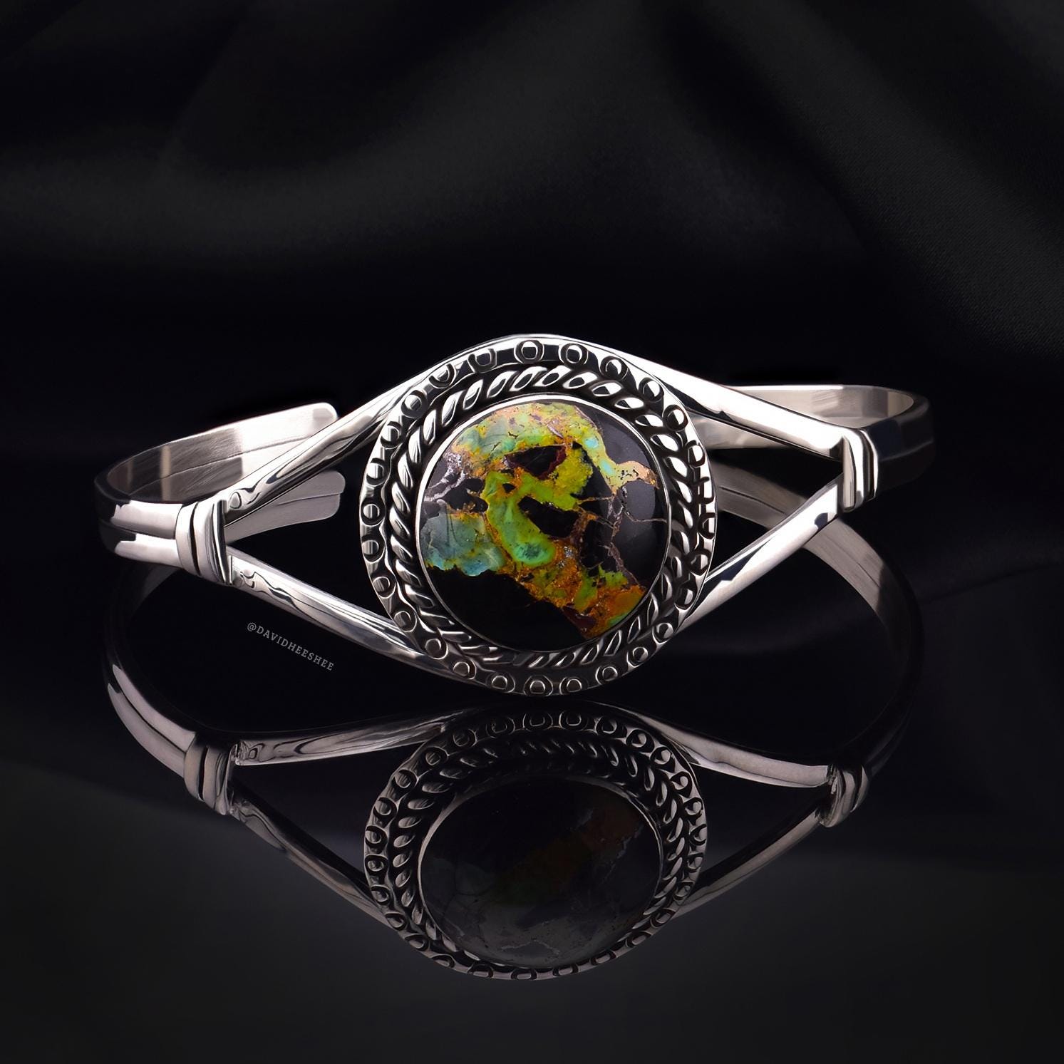 DAVIDHEESHEE Native American Navajo Turquoise Sterling Silver