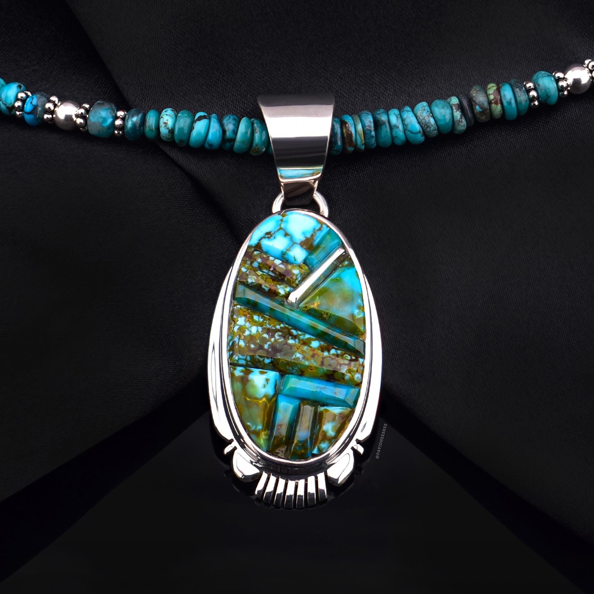 DAVIDHEESHEE Native American Navajo Turquoise Sterling Silver