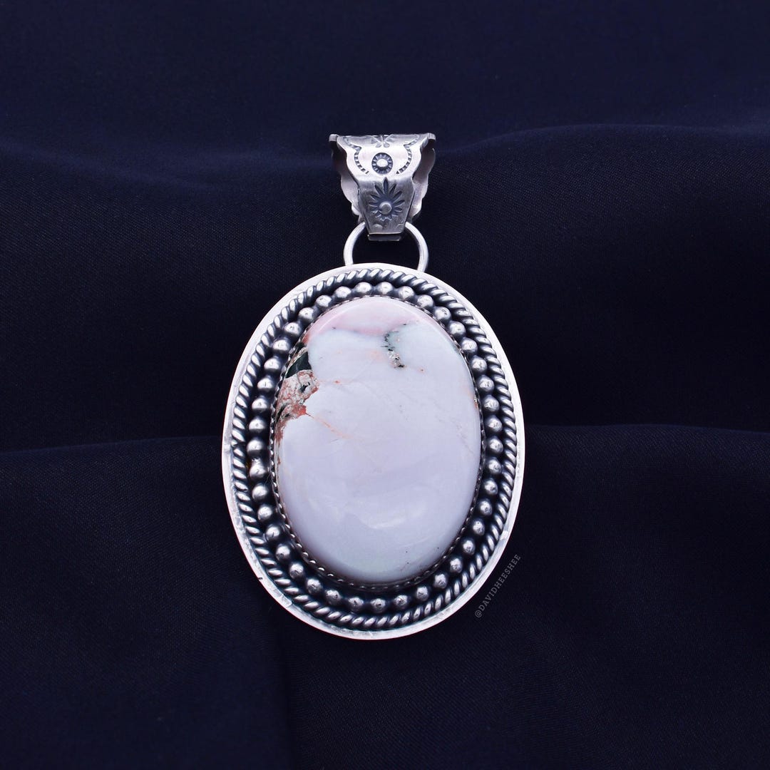 DAVIDHEESHEE Native American Navajo White Buffalo Sterling Silver
