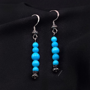 DAVIDHEESHEE Contemporary Minimalist Style Turquoise Sterling Silver Dangle Earrings | Sleeping Beauty Turquoise Jewelry