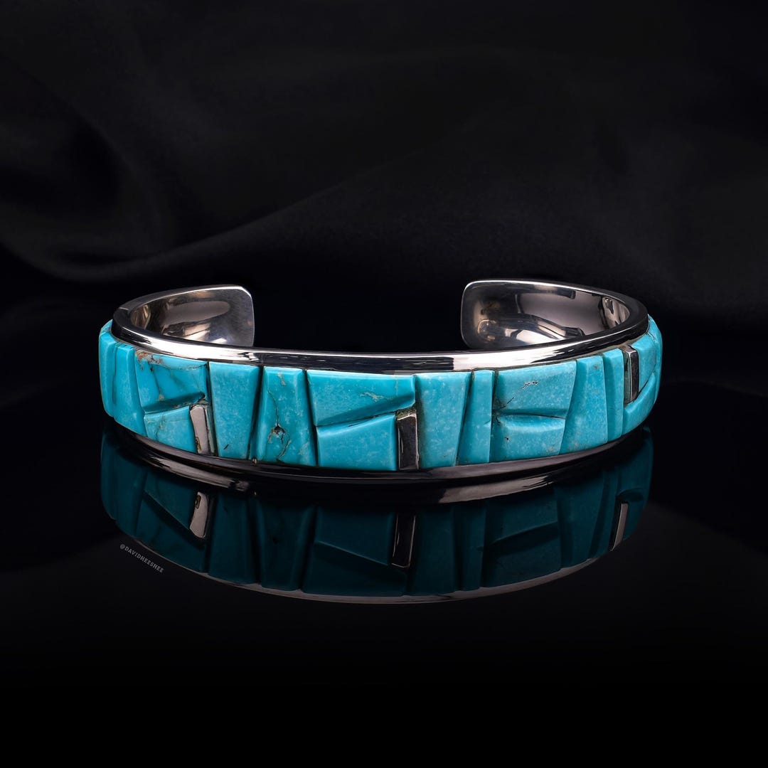 DAVIDHEESHEE Native American Navajo Turquoise Sterling Silver