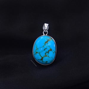 DAVIDHEESHEE Hedendaagse minimalistische stijl turquoise sterlingzilveren handgemaakte hangerketting |  Turquoise sieraden van Blue Ridge