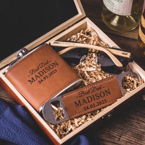 Personalisiertes Geschenkset, gravierte Flasche, Sonnenbrille und Flaschenöffner in Geschenkbox, Trauzeugen Geschenke, Trauzeuge Geschenk, Bräutigam Geschenk, Hochzeitsgeschenk