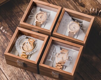 Custom Vintage Watch and Watch Box, Personalized Wedding Gift for Men, Groomsmen Gifts