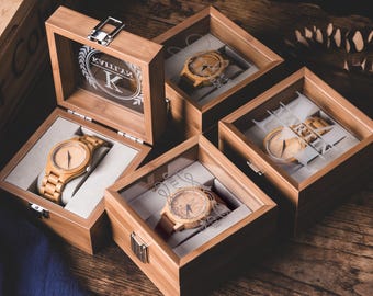 Personalized Vintage Watch and Watch Box, Custom Anniversary Gift for Him, Mens Birthday Gifts