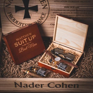Personalisierte Groomsmen Geschenke Box, Trauzeuge Geschenkbox, Bräutigam Geschenkbox, Benutzerdefinierte Hochzeitsgeschenkbox, Holzkiste für Männer, Vatertagsgeschenkbox
