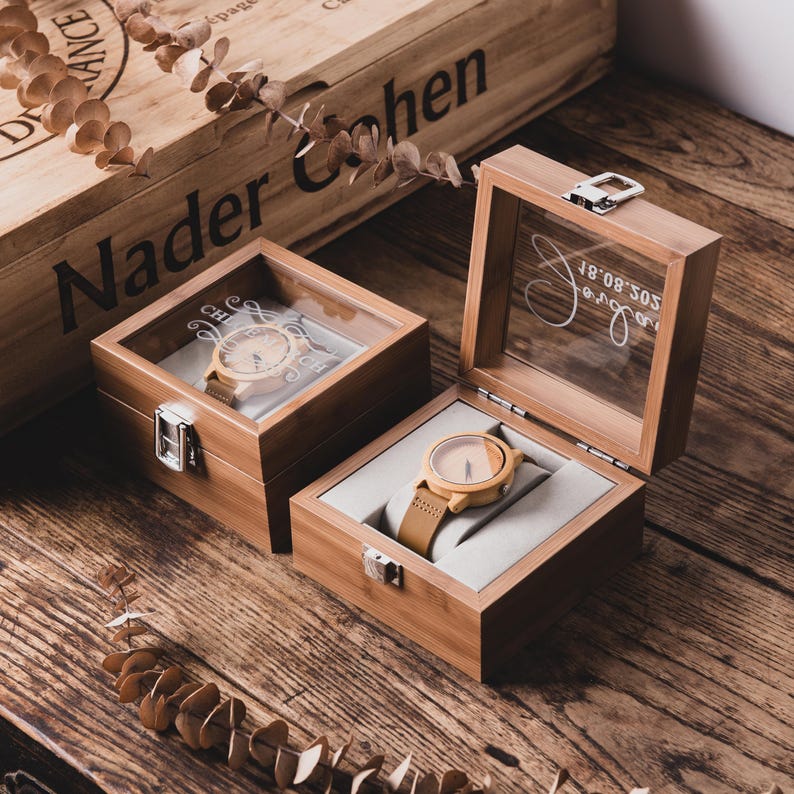 Personalized Mens Watch and Watch Box, Custom Anniversary Gifts, Birthday Gift for Him image 4