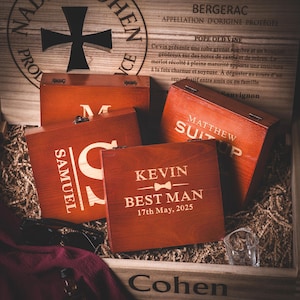 Custom Wedding Gift Box, Wooden Gift Box for Men, Personalized Groomsmen Gifts Box, Best Man Gift Box, Groom Gift Box, Fathers Day Gift Box
