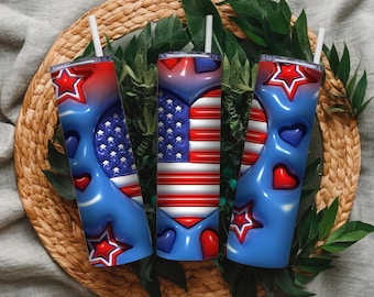 4th of July Tumbler 20 oz Stainless Steel Patriotic Cup USA Gift Christmas Gift