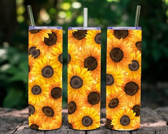 Vaso térmico de acero inoxidable con diseño de girasol: Taza isotérmica floral (590 ml o 355 ml) - Regalo de Navidad