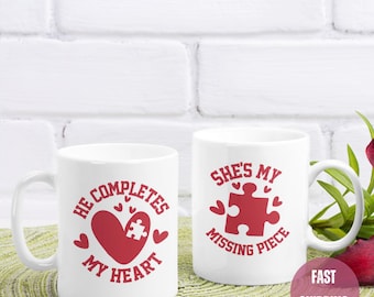 Couples Coffee Mugs, Romantic Matching Set, Valentine's Day Gift