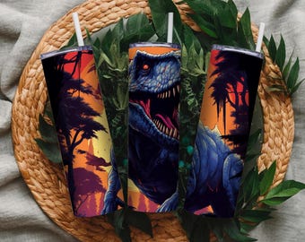 Vaso personalizado de dinosaurio / Taza de viaje de acero inoxidable de 590 ml / Regalo con temática de dinosaurios