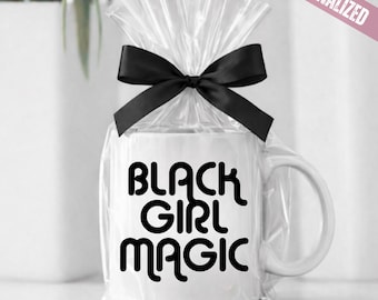 Taza "Magia de Chica Negra", Taza de Café Inspiradora, Regalo para la Reina de la Melanina, Vaso para Bebidas Afrocentrista Empoderador