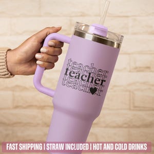 40oz Teacher Tumbler: Insulated Stainless Steel Travel Mug with Straw