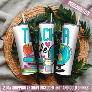 Personalized Teacher Tumbler, Custom Teacher Name 20 oz Teacher Tumbler Back to School Teacher Appreciation Gifts for New Teacher