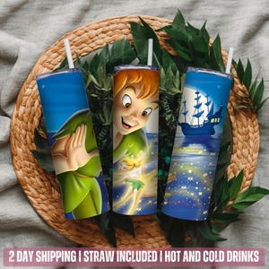 Cartoon Characters Tumbler 20 oz – Peter Pan Stainless Steel Drinkware, Personalized Gift for Kids & Fans, Custom Cartoon Design Cup