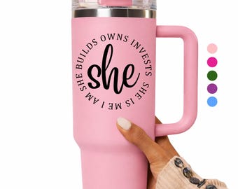 She Is Affirmation 40oz Flip Top Tumbler Gift for Her Positive Present Basket