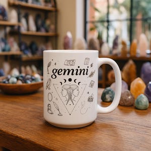 Gemini Zodiac Mug 15oz | Astrology Gift | Unique Coffee Cup | Birthday Gift for Gemini | Star Sign Decor | Personalized Mug