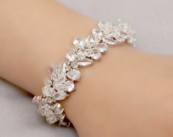 New Statement Cubic Zirconia and Crystal Bracelet, Wedding Bracelet, Bridal Bracelet