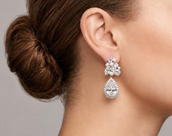 Strass, Süßwasserperle und Kristall Tropfen Braut Ohrringe