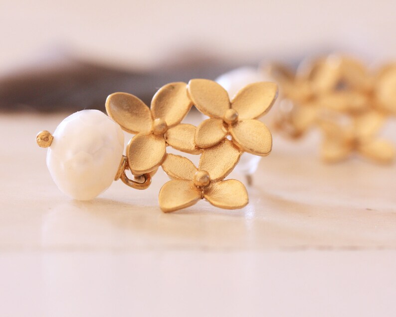 Petal and Pearl Earrings Etsy