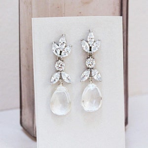 Crystal Quartz and Cubic Zirconia Dangle Bridal Earrings