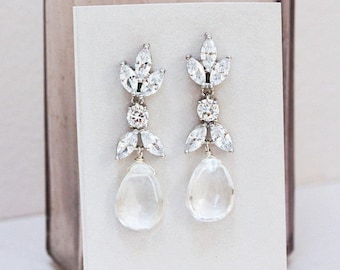 Crystal Quartz and Cubic Zirconia Dangle Bridal Earrings
