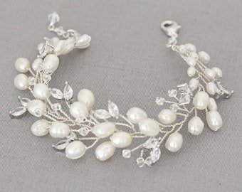 Statement Crystal and Freshwater Pearl Bracelet