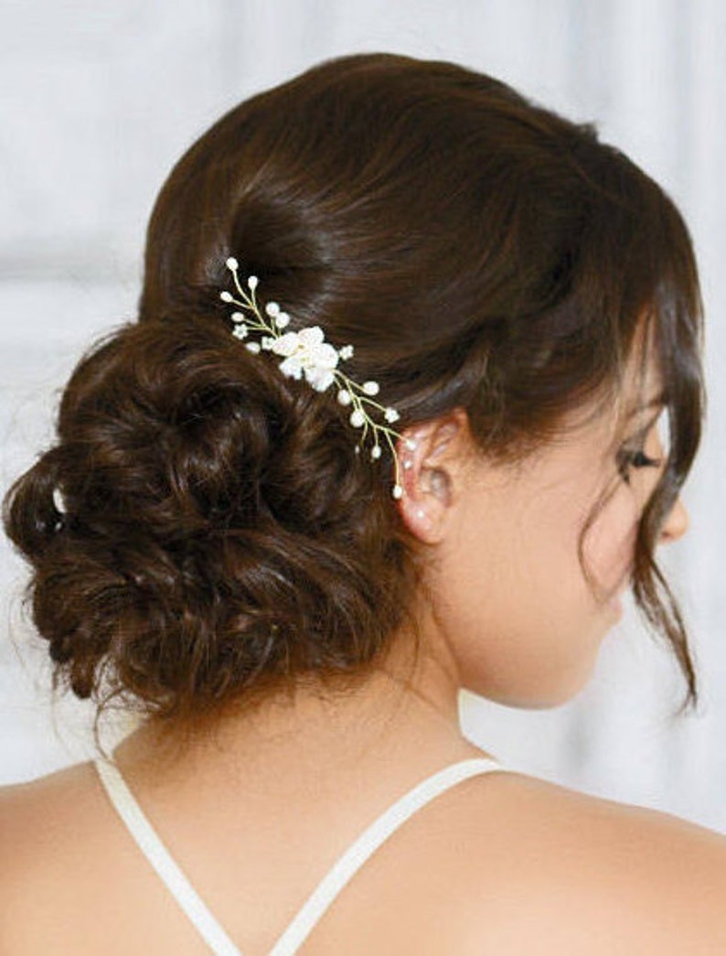 Freshwater Keshi Pearl Bridal Hair Comb image 2