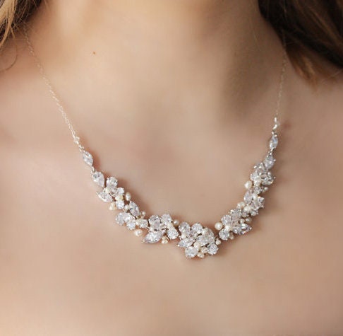 Bridal Silver Rhinestone Freshwater Pearl and Swarovski | Etsy