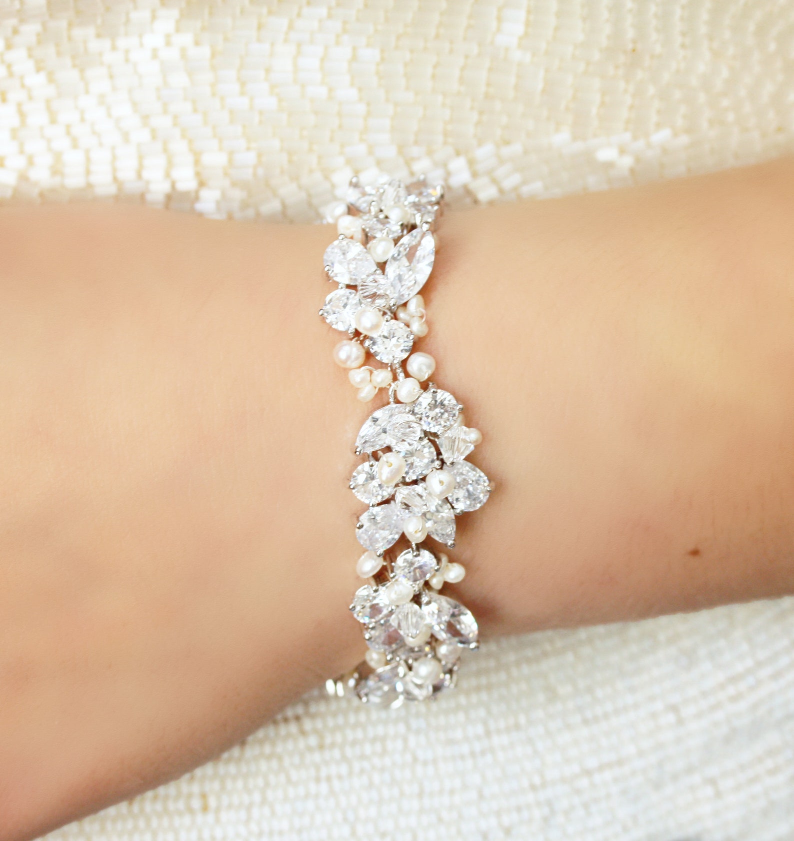 Statement Bridal Bracelet Wedding Jewelry Rhinestone - Etsy