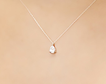 Minimalist Kristall Solitär Hochzeit Halskette, Brautjungfer Halskette