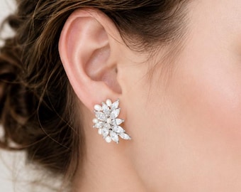 Große Strass und Süßwasserperle Ohrstecker Klettern