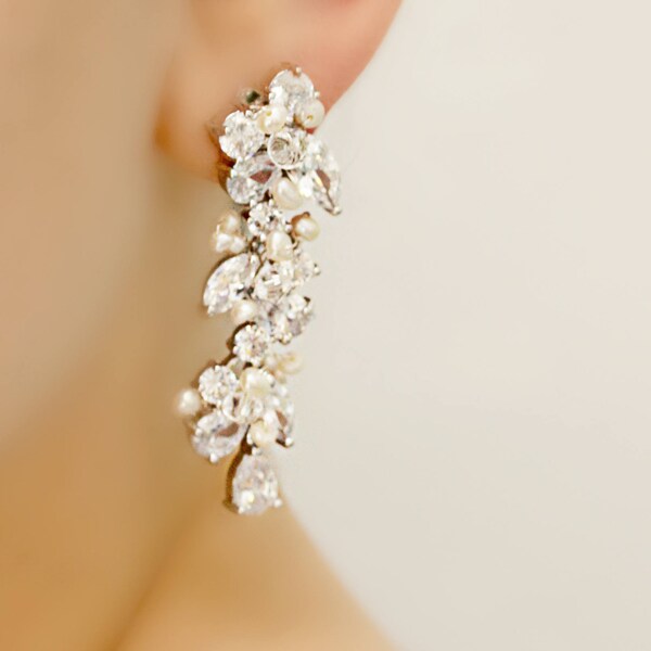 Rhinestone Freshwater Pearl and Swarovski Crystal Bridal image 1