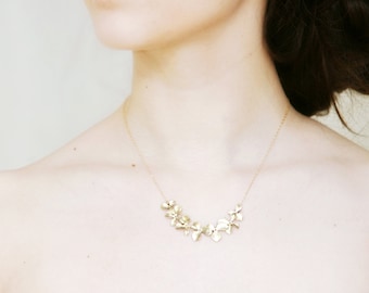 Bridesmaid Bridal Gold Orchid Flower Necklace