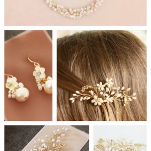 Delicate Gold Flower and Rhinestone Bridal, Wedding Hair Comb, Hair Jewelry image 5