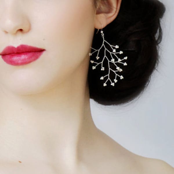 Kleine Süßwasserperle Zweig Ohrringe Brautschmuck