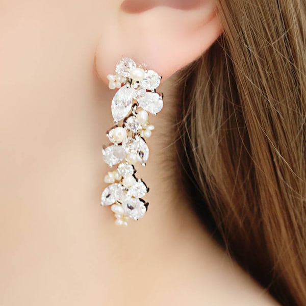 Rhinestone Freshwater Pearl and Swarovski Crystal Bridal image 2