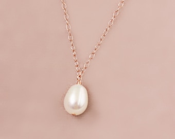 Süßwasser-Perle Anhänger Rose Gold Hochzeit Halskette