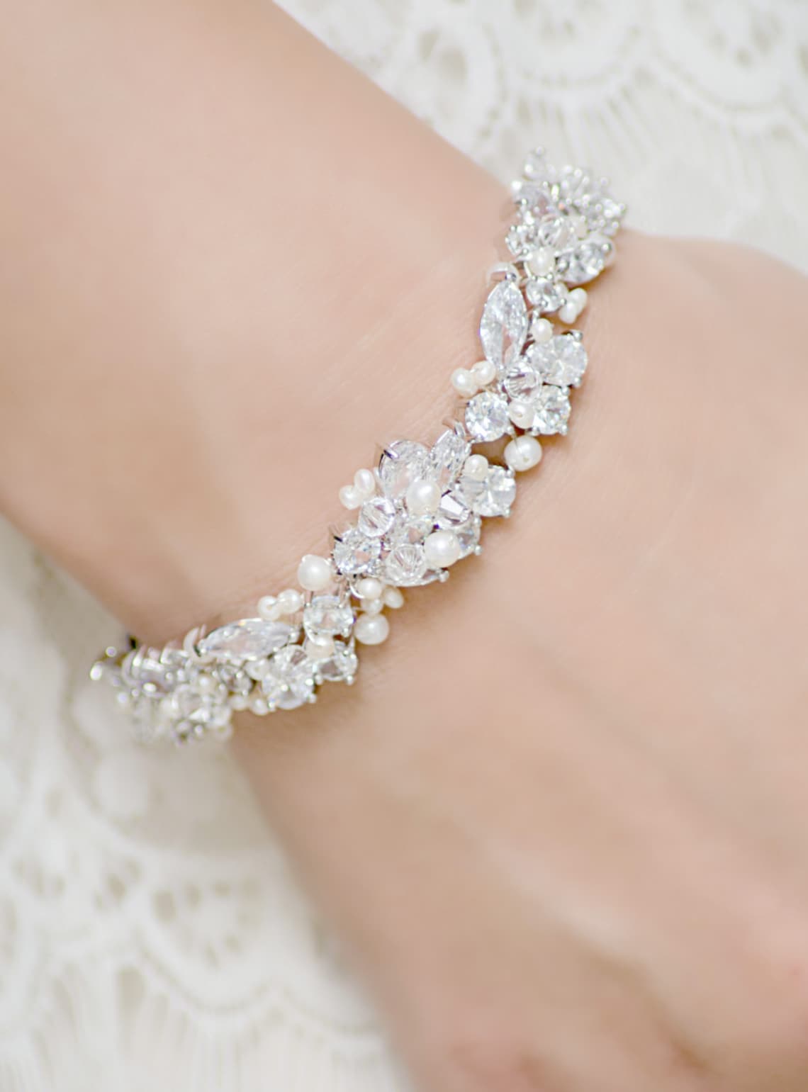 Statement Bridal Bracelet Wedding Jewelry Rhinestone Etsy