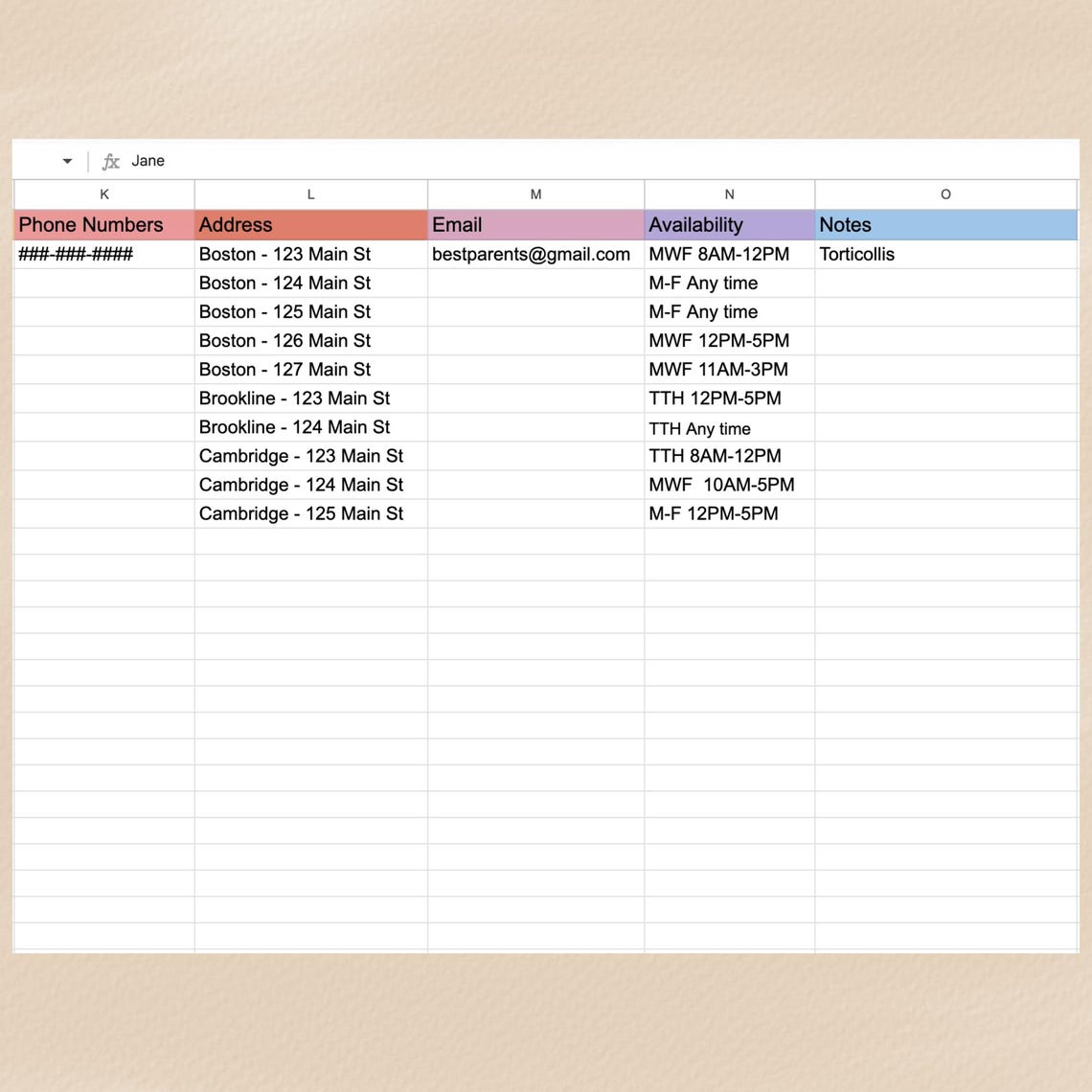 Simple Editable Caseload Organizer/manager Google Spreadsheet Template ...