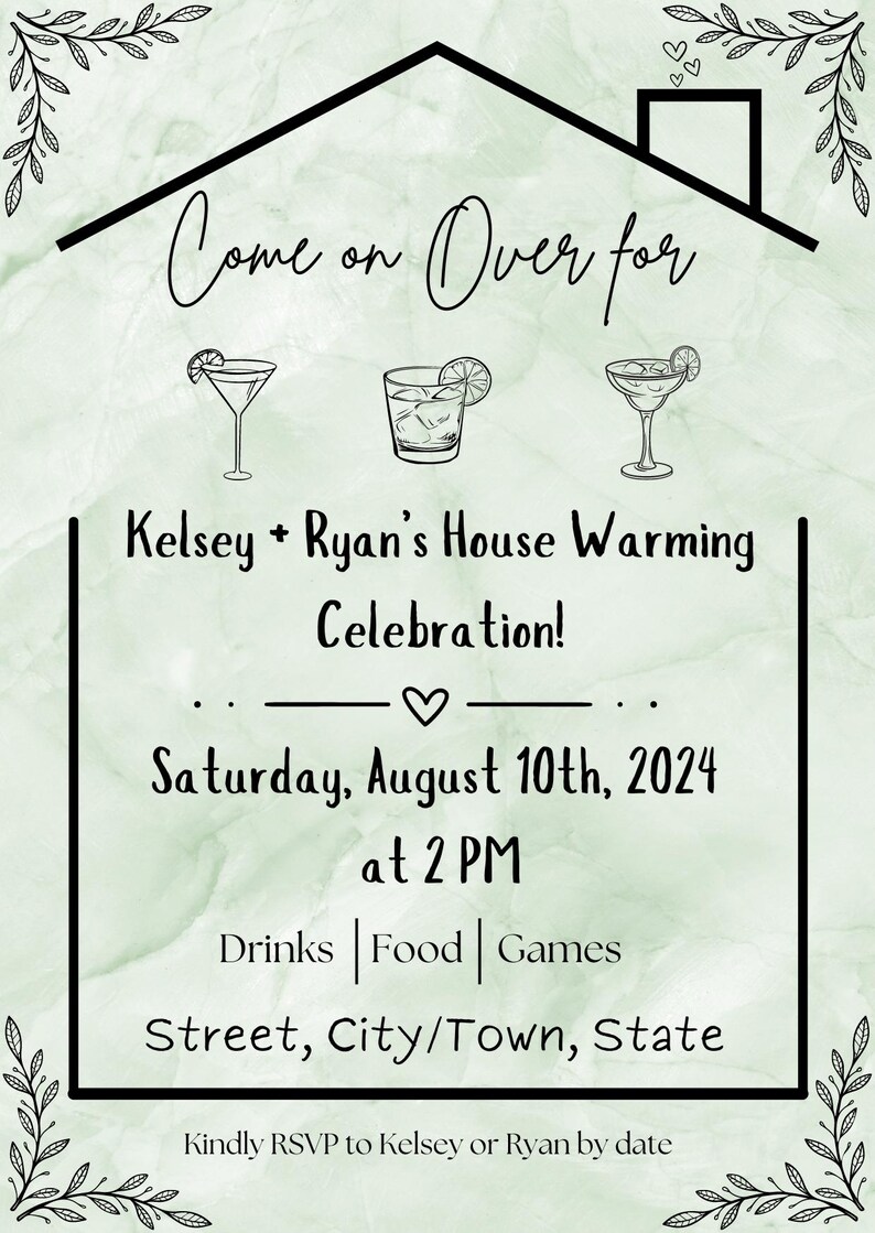 Editable Customizable Printable House Warming Invitation Template - Etsy